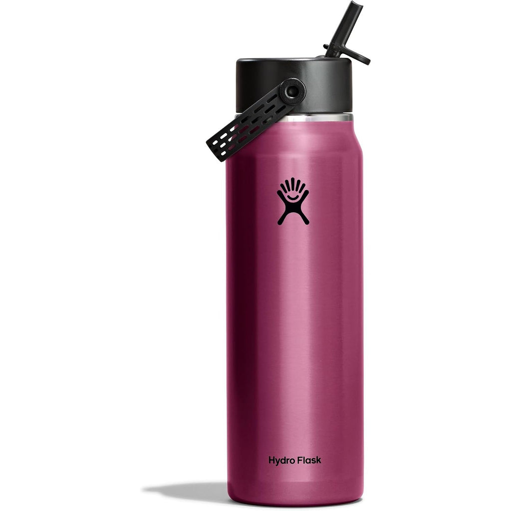 Hydro Flask 24 Oz Lightweight Wide Straw Lid - Isolierte Edelstahl-Wasserflasche - Wandern, Pendeln Granatrot