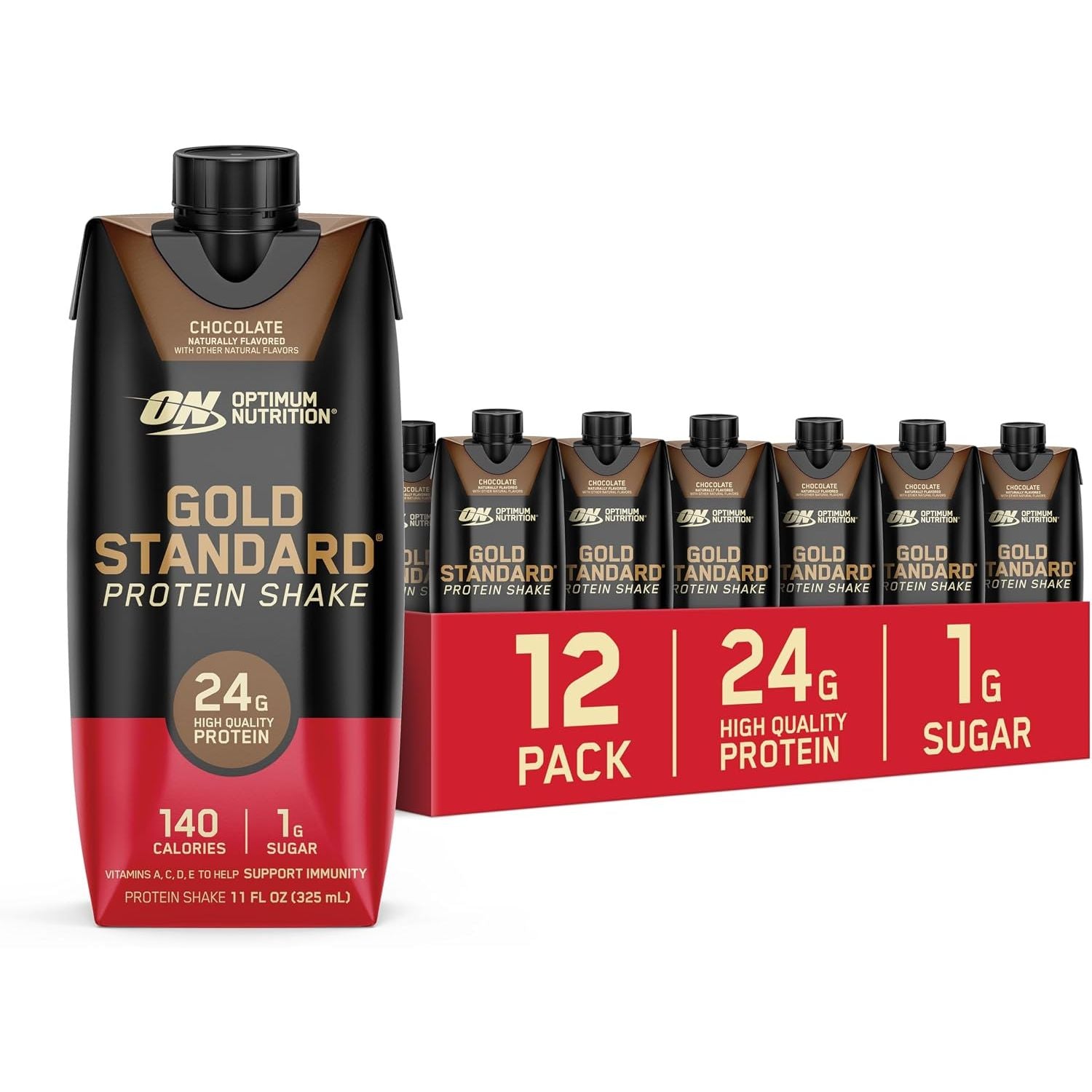 Pure Protein Vanilla Protein Shake, 30g Complete Protein, Vitamins A, C, D, and E plus Zinc & Optimum Nutrition Gold Standard Protein Shake, 24g Protein, Ready to Drink Protein Shake