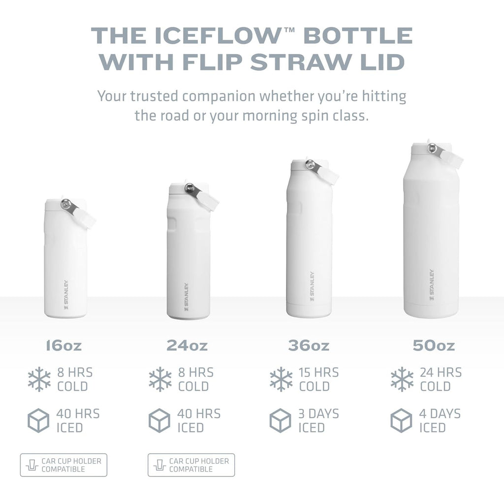Stanley IceFlow Flip Straw Trinkflasche 17 oz | Integrierter Strohhalm für Reisen und Sport | Leicht und auslaufsicher | Isolierter Edelstahl | BPA-frei | Holzkohle