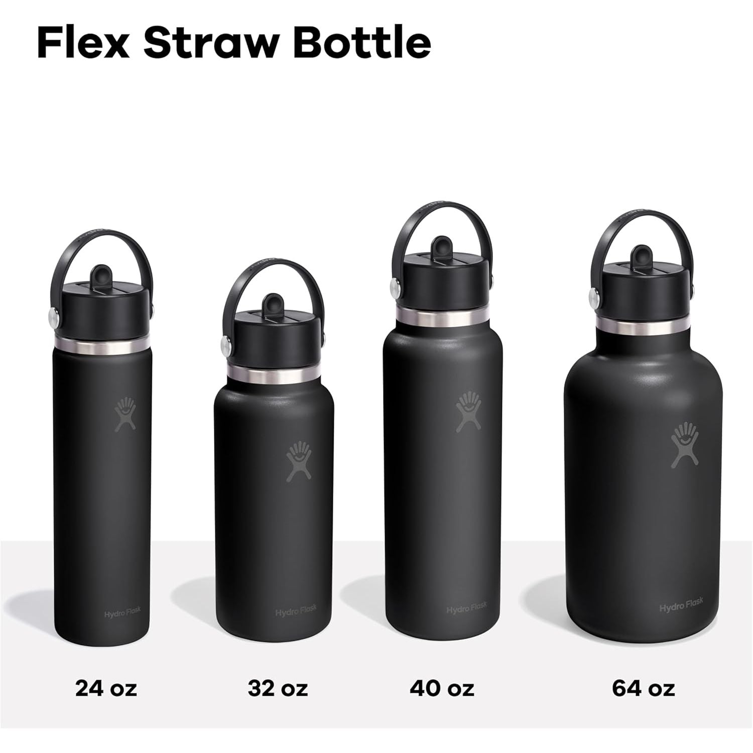 Hydro Flask Trinkflasche – Isolierter Edelstahl – Wide Mouth Flex Straw Deckel, auslaufsicher und wiederbefüllbar in 32 Oz Tonal Black