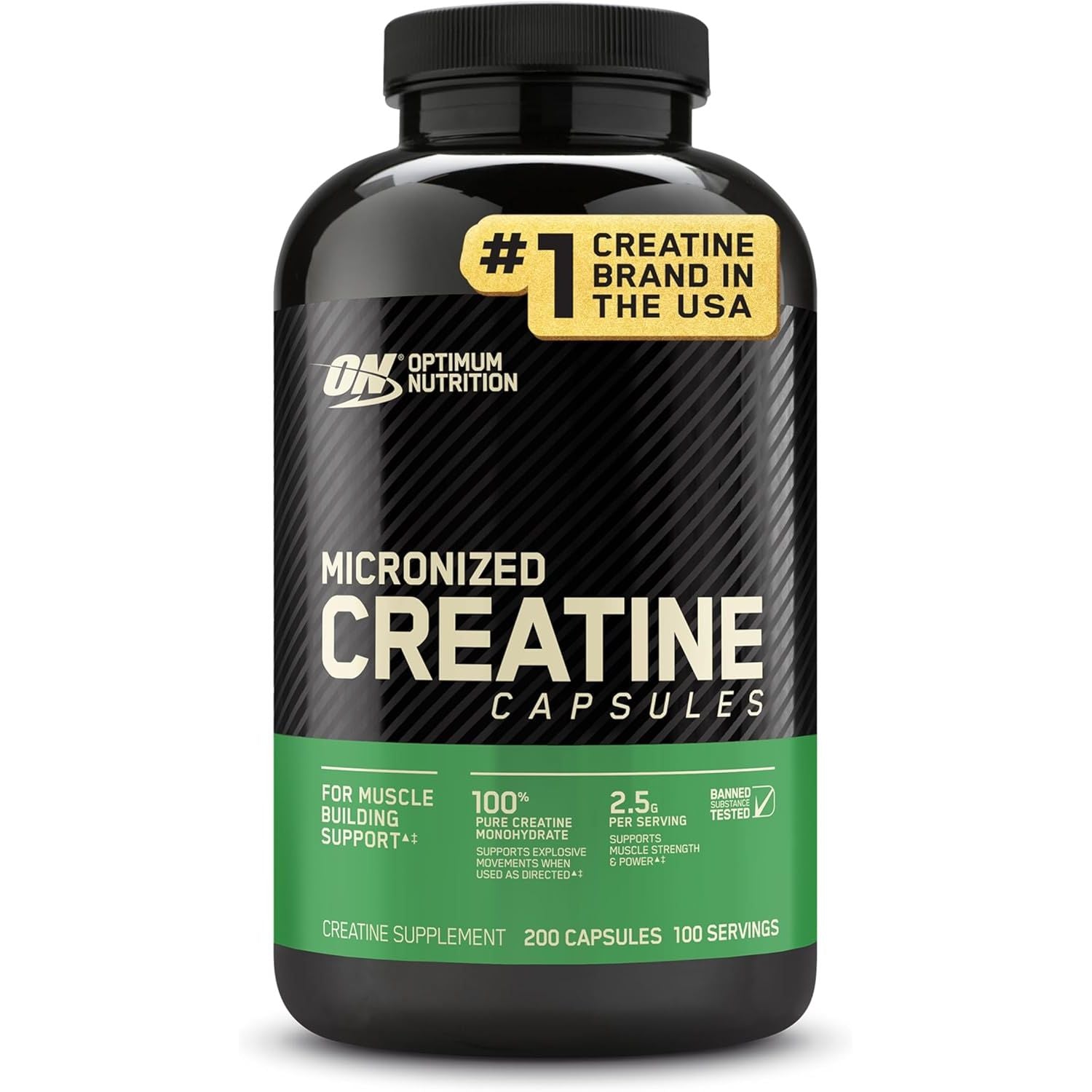 Optimum Nutrition Creatine, Micronized Creatine Monohydrate Powder, Supports Strength & Recovery, Banned Substance Tested, Unflavored, 5g per Serving, 60 Servings
