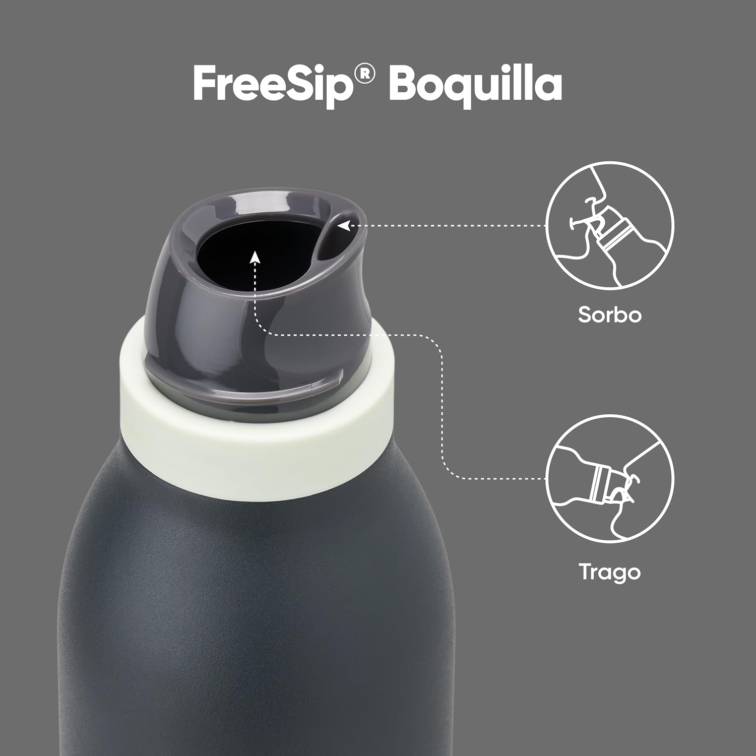 Owala FreeSip Twist Isolierte Edelstahl-Trinkflasche mit Strohhalm für Sport und Reisen, BPA-frei, 710 ml, Blau/Grau (Foggy Tide)