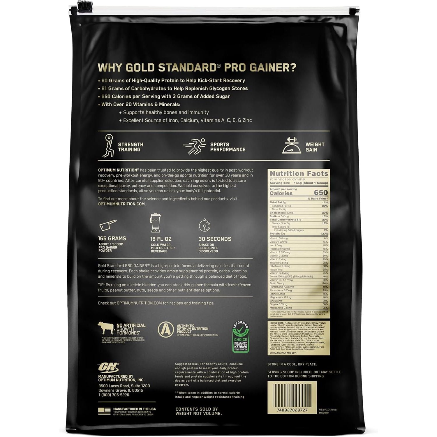 Optimum Nutrition Gold Standard Pro Gainer, Weight Gainer Protein Powder, Double Chocolate, 10.19 Pounds (Packaging May Vary) (Pack of 2)