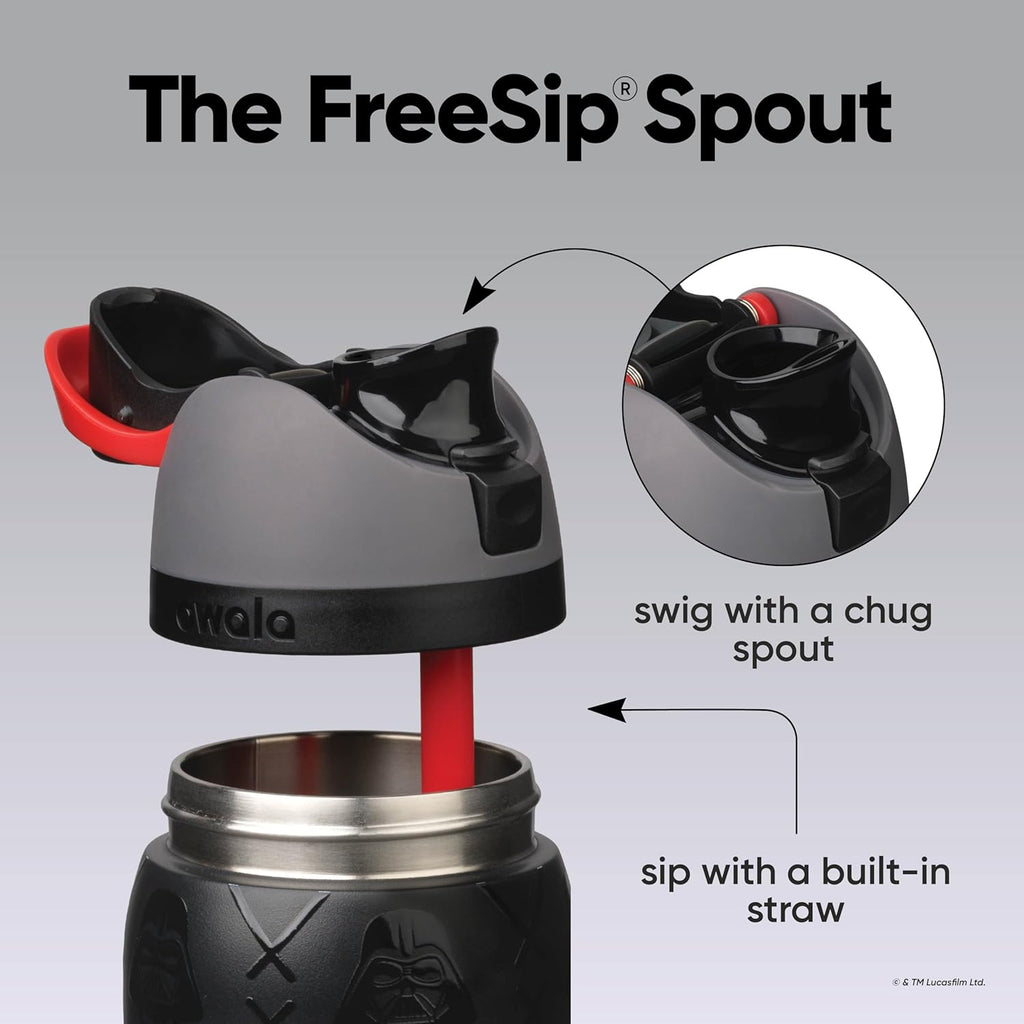 Owala Star Wars FreeSip Isolierte Edelstahl-Wasserflasche mit Strohhalm für Sport, Reisen und Schule, BPA-freie Sportwasserflasche, 946 ml, Darth Vader