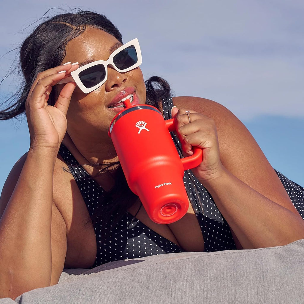 Hydro Flask Travel Tumbler mit Griff, Deckel und Trinkhalm – Isolierter Edelstahl, 40 Oz Trillium