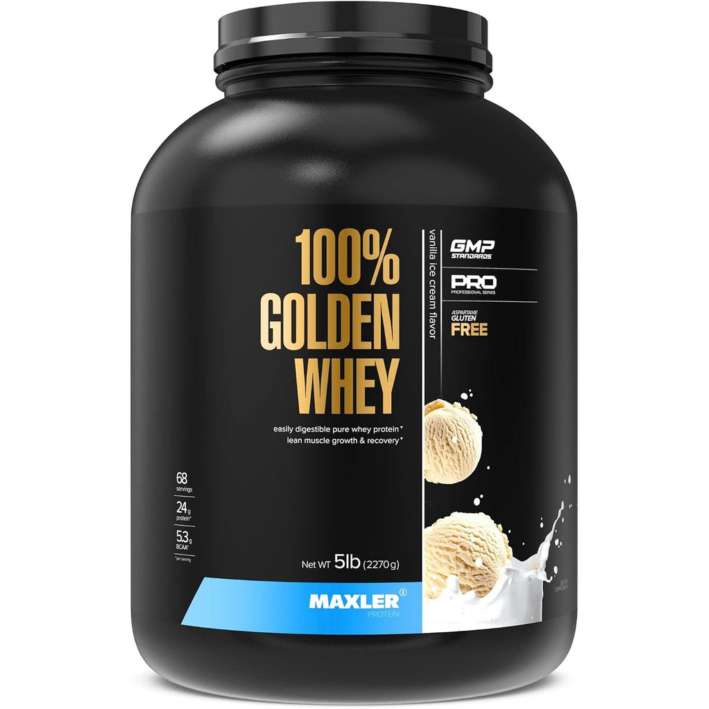 Maxler 100% Golden Whey Protein - 23g of Protein per Serving - Whey Protein Powder for Pre Post Workout - Fast-Absorbing Whey Concentrate, Isolate & Hydrolysate Blend - Cappuccino 5 lb