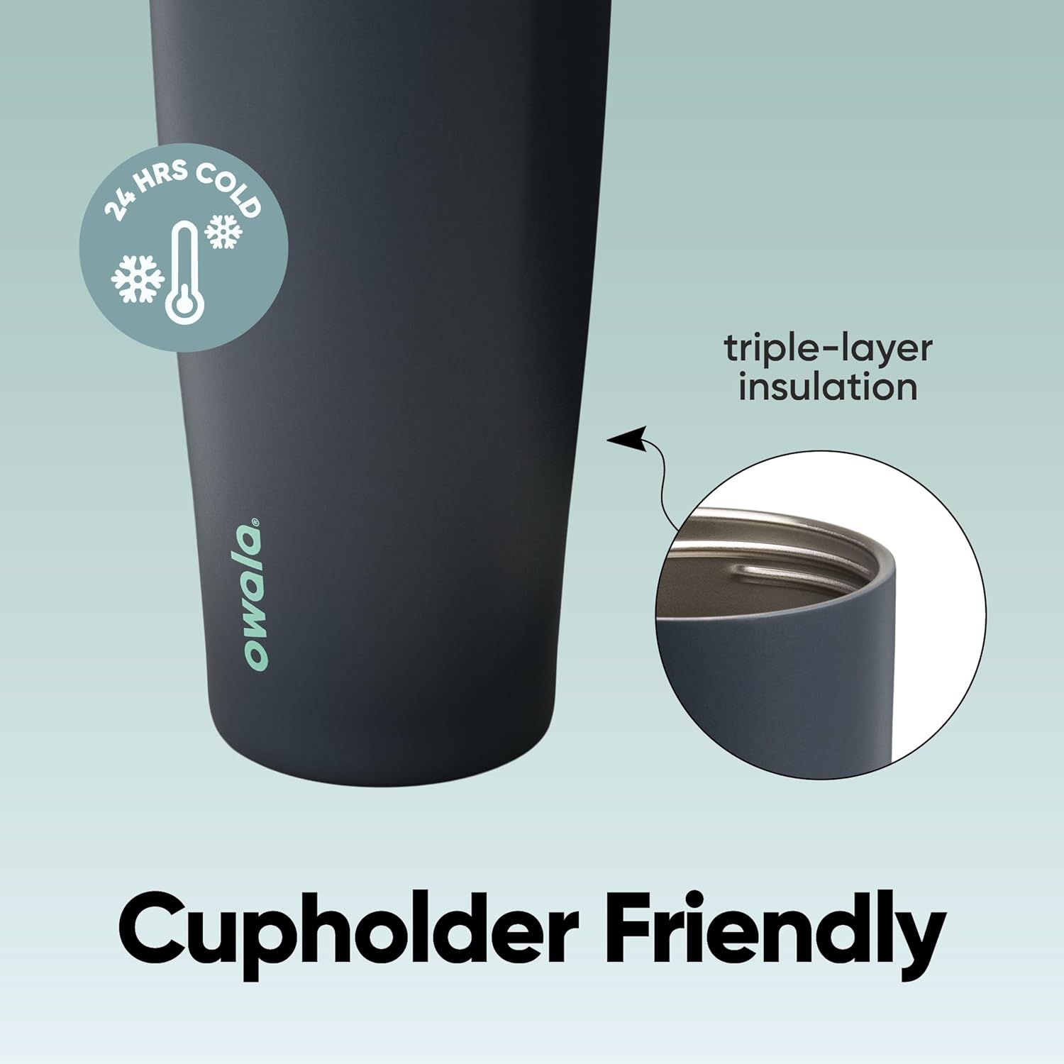 Owala FreeSip Sway Isolierte Edelstahl-Trinkflasche mit Zwei-Wege-Ausguss, integriertem Strohhalm und Eimergriff, für Reisen, Schule und Sport, 1,2 l, BPA-frei, auslaufsicher, Foggy Tide