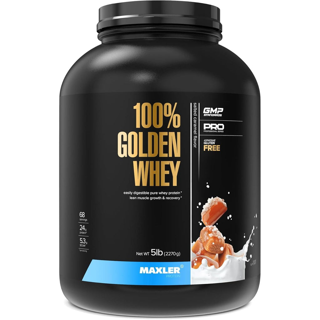 Maxler 100% Golden Whey Protein - 23g of Protein per Serving - Whey Protein Powder for Pre Post Workout - Fast-Absorbing Whey Concentrate, Isolate & Hydrolysate Blend - Cappuccino 5 lb