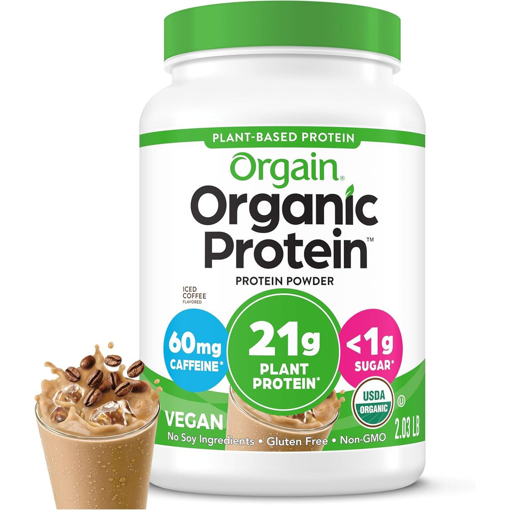 Orgain Organic Vegan Protein Powder, Creamy Chocolate Fudge - 21g Plant Protein, 6g Prebiotic Fiber, Low Net Carb, No Lactose Ingredients, No Added Sugar, Non-GMO, For Shakes & Smoothies, 2.03 lb