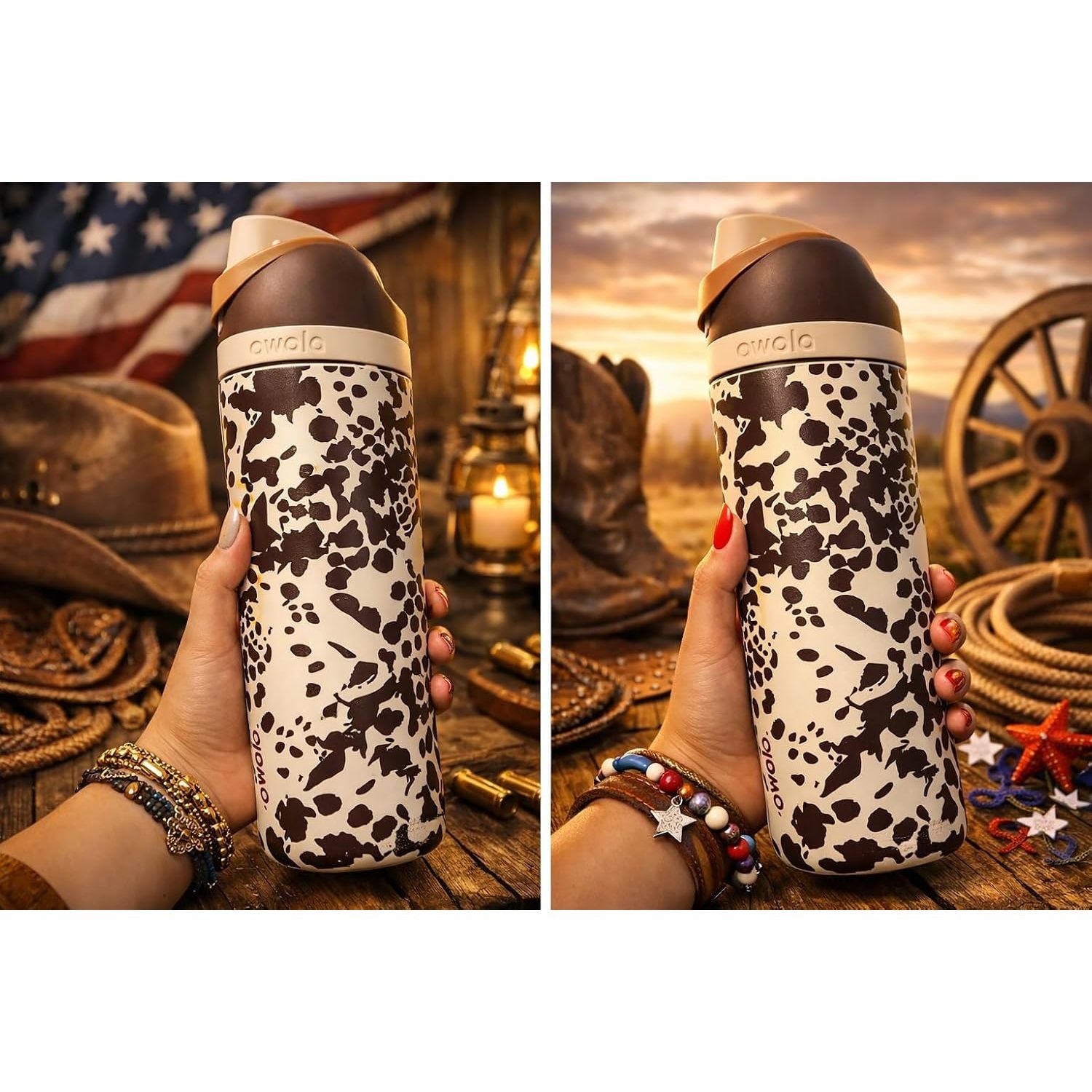 Owala 24fl oz Edelstahl Special Edition FreeSip Trinkflasche - Cowgirl Core