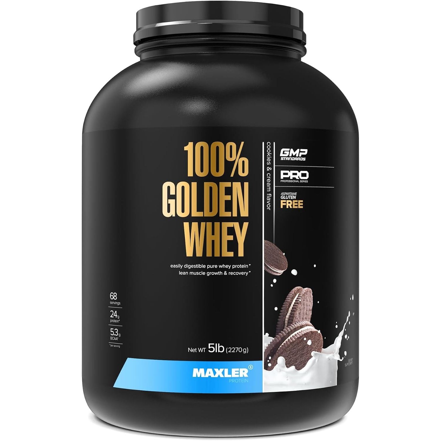 Maxler 100% Golden Whey Protein - 23g of Protein per Serving - Whey Protein Powder for Pre Post Workout - Fast-Absorbing Whey Concentrate, Isolate & Hydrolysate Blend - Cappuccino 5 lb