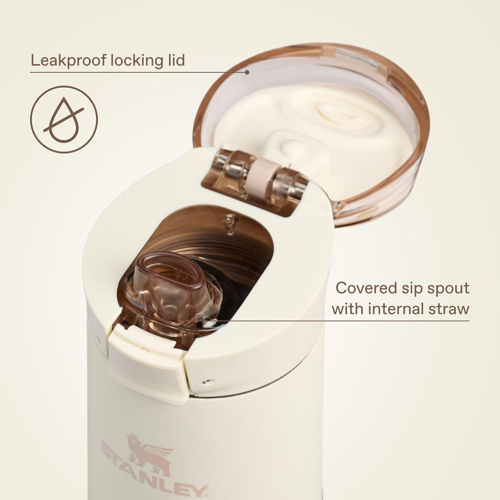 STANLEY Flowstate™ Spring Bottle | Auslaufsichere Trinkflasche mit Tragegriff & aufklappbarem Verschluss | Isolierter Edelstahl | Passt in die meisten Getränkehalter | BPA-frei | 590 ml | Champagner