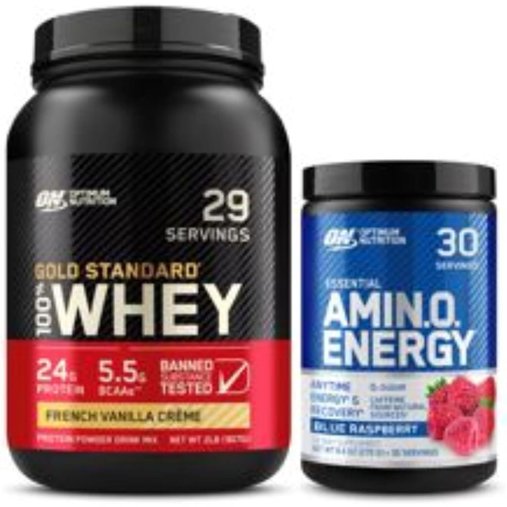 Optimum Nutrition Performance Nutrition Bundle: Amino Energy Plus Hydration Watermelon Smash (30 Serv), Creatine Monohydrate Blueberry Lemonade (60 Serv), & Gold Standard Whey Fruity Cereal (29 Serv)