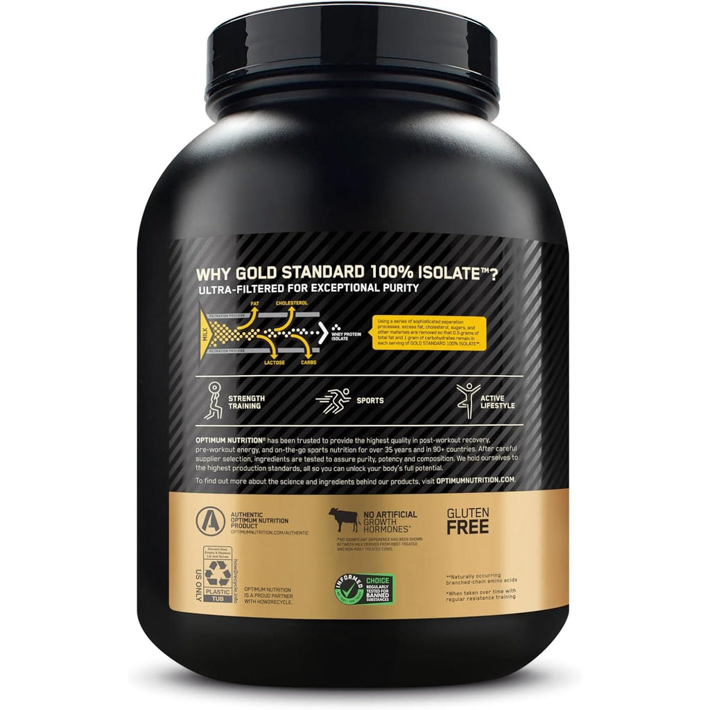 Optimum Nutrition Gold Standard 100% Isolate, Protein Powder, Chocolate Bliss, 3 Pounds, 44 Servings. Whey Protein Isolate (Packaging May Vary) (Pack of 4)
