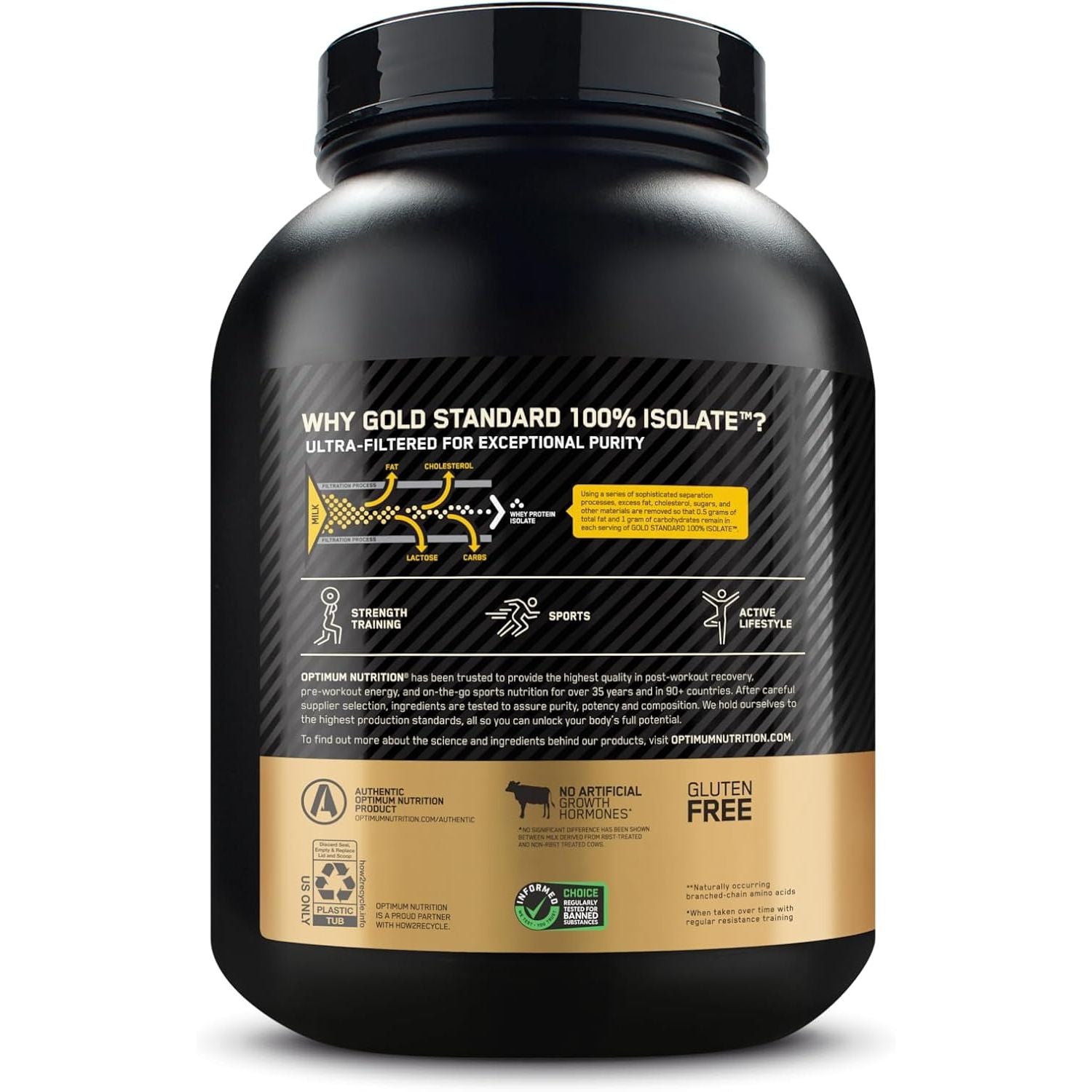 Optimum Nutrition Gold Standard 100% Isolate, Protein Powder, Chocolate Bliss, 3 Pounds, 44 Servings. Whey Protein Isolate (Packaging May Vary) (Pack of 4)