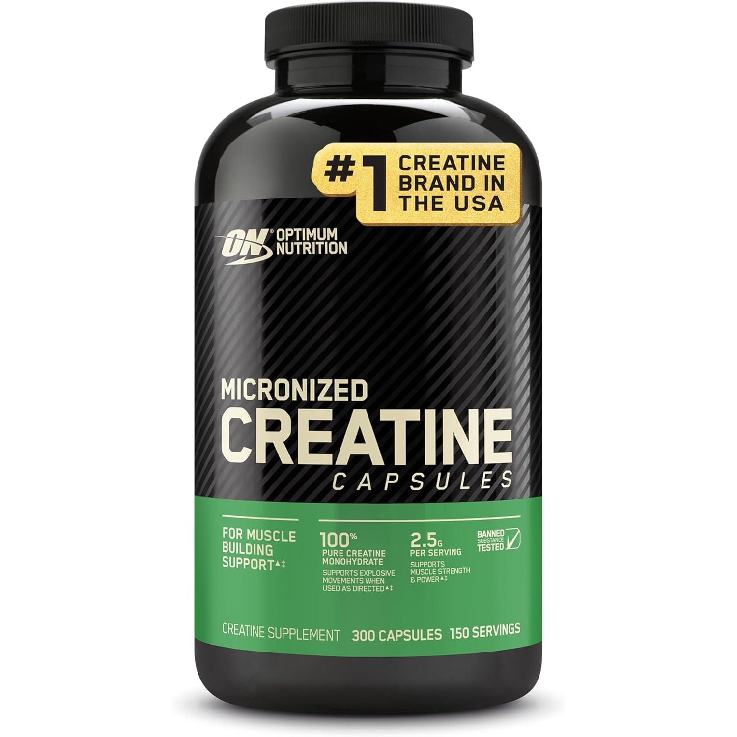 Optimum Nutrition Creatine, Micronized Creatine Monohydrate Powder, Supports Strength & Recovery, Banned Substance Tested, Unflavored, 5g per Serving, 60 Servings