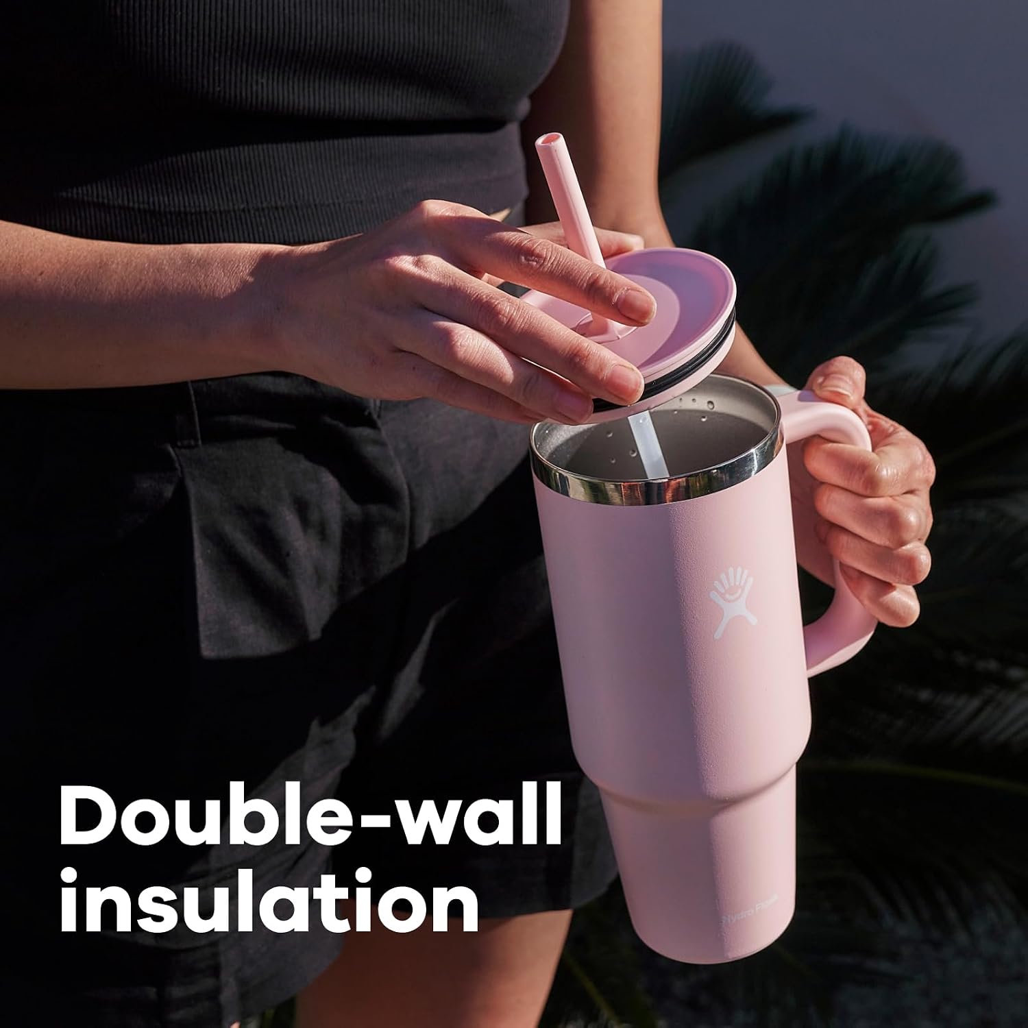 Hydro Flask Travel Tumbler mit Griff, Deckel und Trinkhalm – Isolierter Edelstahl, 40 Oz Trillium