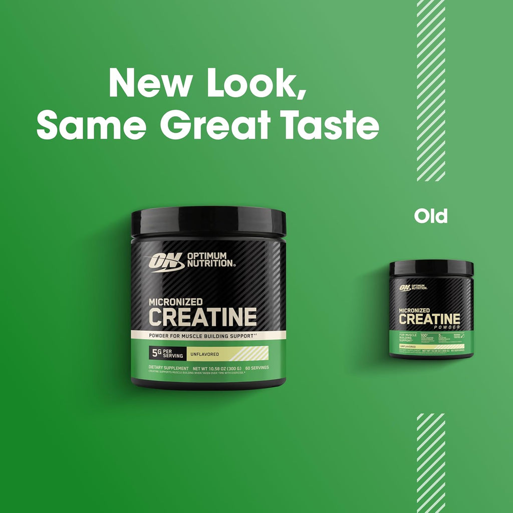 Optimum Nutrition Creatine, Micronized Creatine Monohydrate Powder, Supports Strength & Recovery, Banned Substance Tested, Unflavored, 5g per Serving, 60 Servings