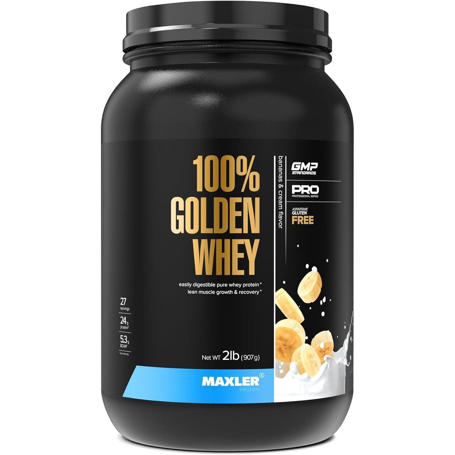 Maxler 100% Golden Whey Protein - 23g of Protein per Serving - Whey Protein Powder for Pre Post Workout - Fast-Absorbing Whey Concentrate, Isolate & Hydrolysate Blend - Cappuccino 5 lb