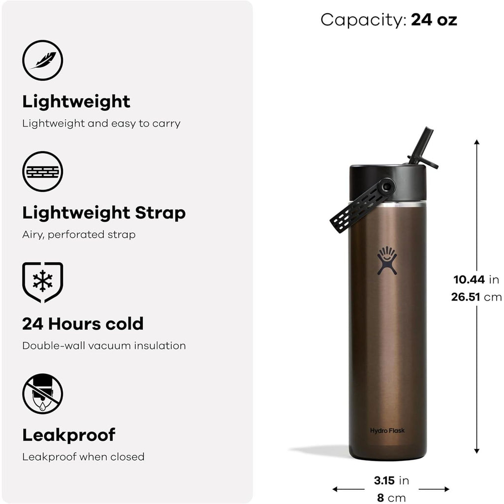 Hydro Flask 24 Oz Lightweight Wide Straw Lid - Isolierte Edelstahl-Wasserflasche - Wandern, Pendeln Granatrot