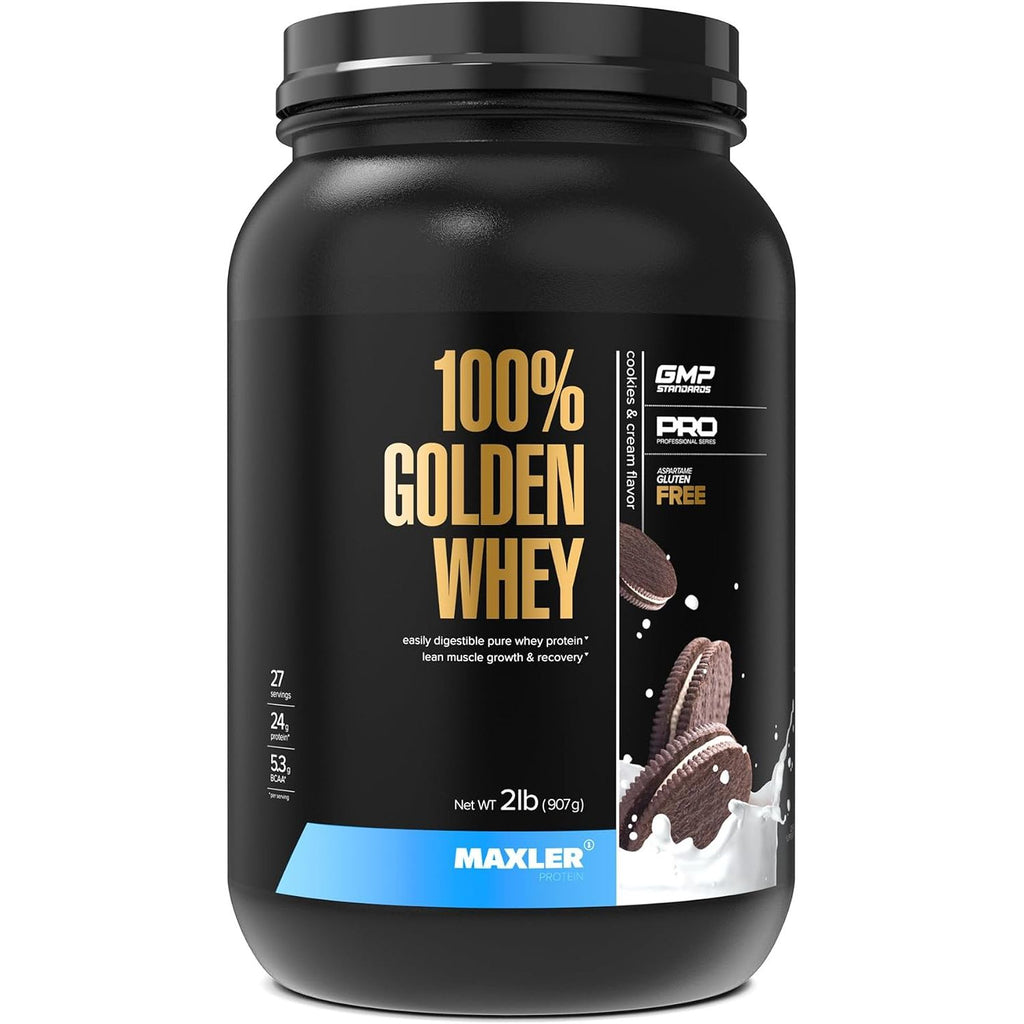 Maxler 100% Golden Whey Protein - 23g of Protein per Serving - Whey Protein Powder for Pre Post Workout - Fast-Absorbing Whey Concentrate, Isolate & Hydrolysate Blend - Cappuccino 5 lb