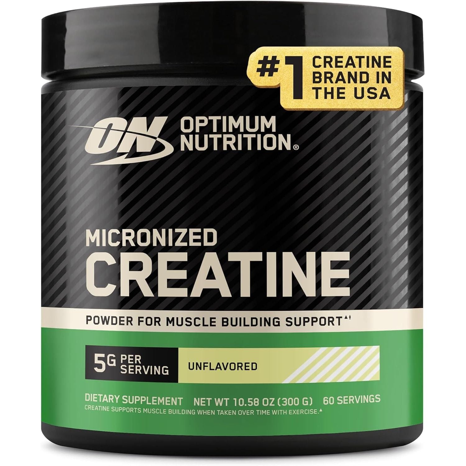 Optimum Nutrition Creatine, Micronized Creatine Monohydrate Powder, Supports Strength & Recovery, Banned Substance Tested, Unflavored, 5g per Serving, 60 Servings