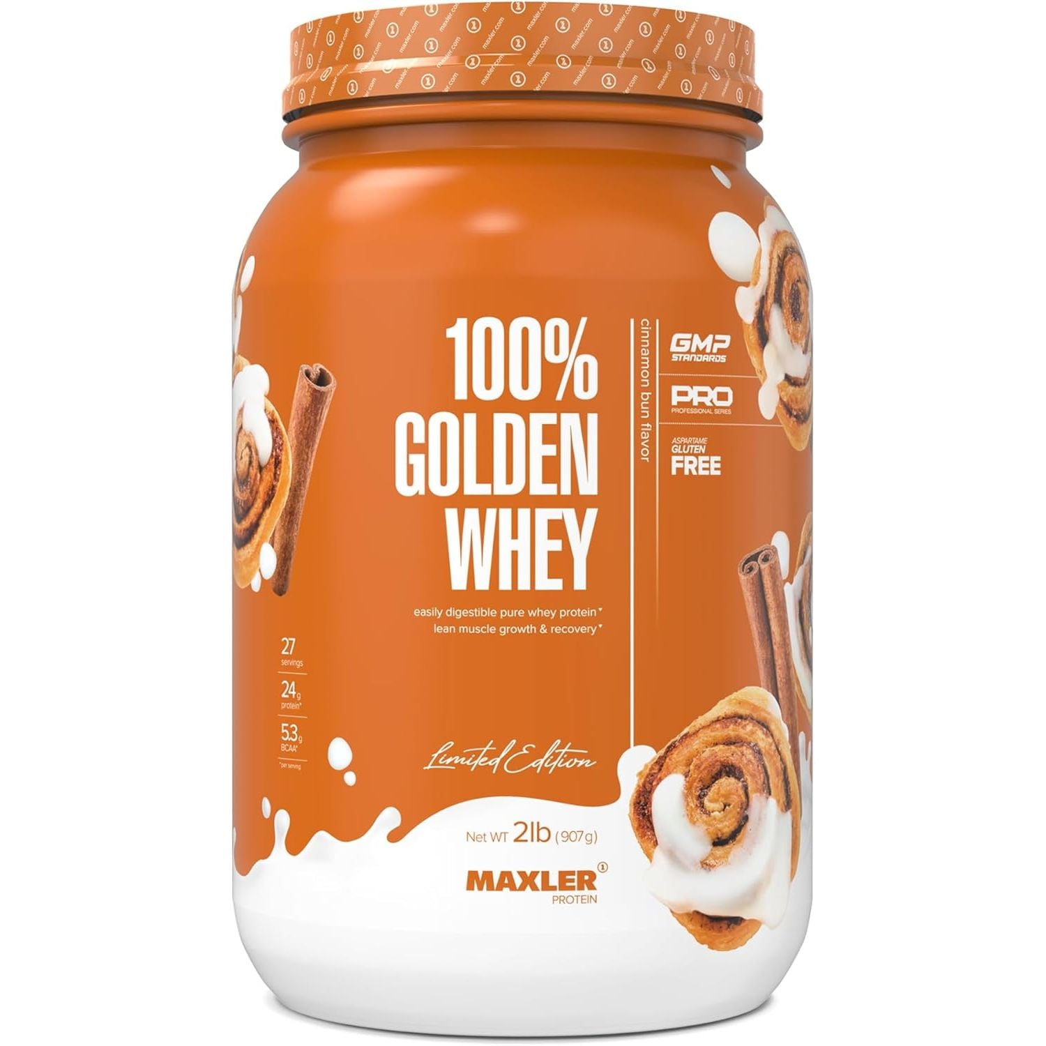 Maxler 100% Golden Whey Protein - 23g of Protein per Serving - Whey Protein Powder for Pre Post Workout - Fast-Absorbing Whey Concentrate, Isolate & Hydrolysate Blend - Cappuccino 5 lb