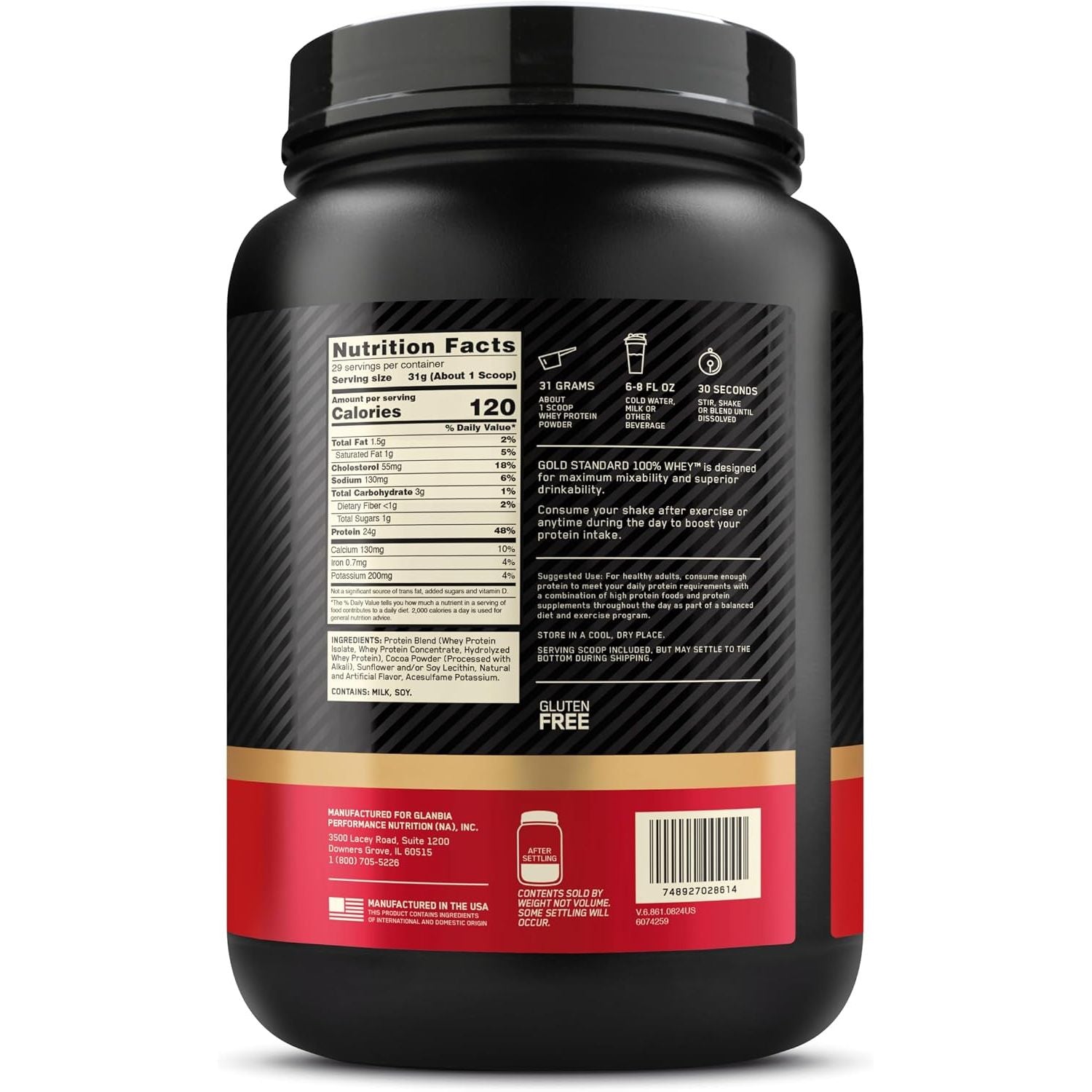 Optimum Nutrition Gold Standard 100% Whey Protein Powder, Double Rich Chocolate 1.98 Pound (Packaging May Vary) (Pack of 6)