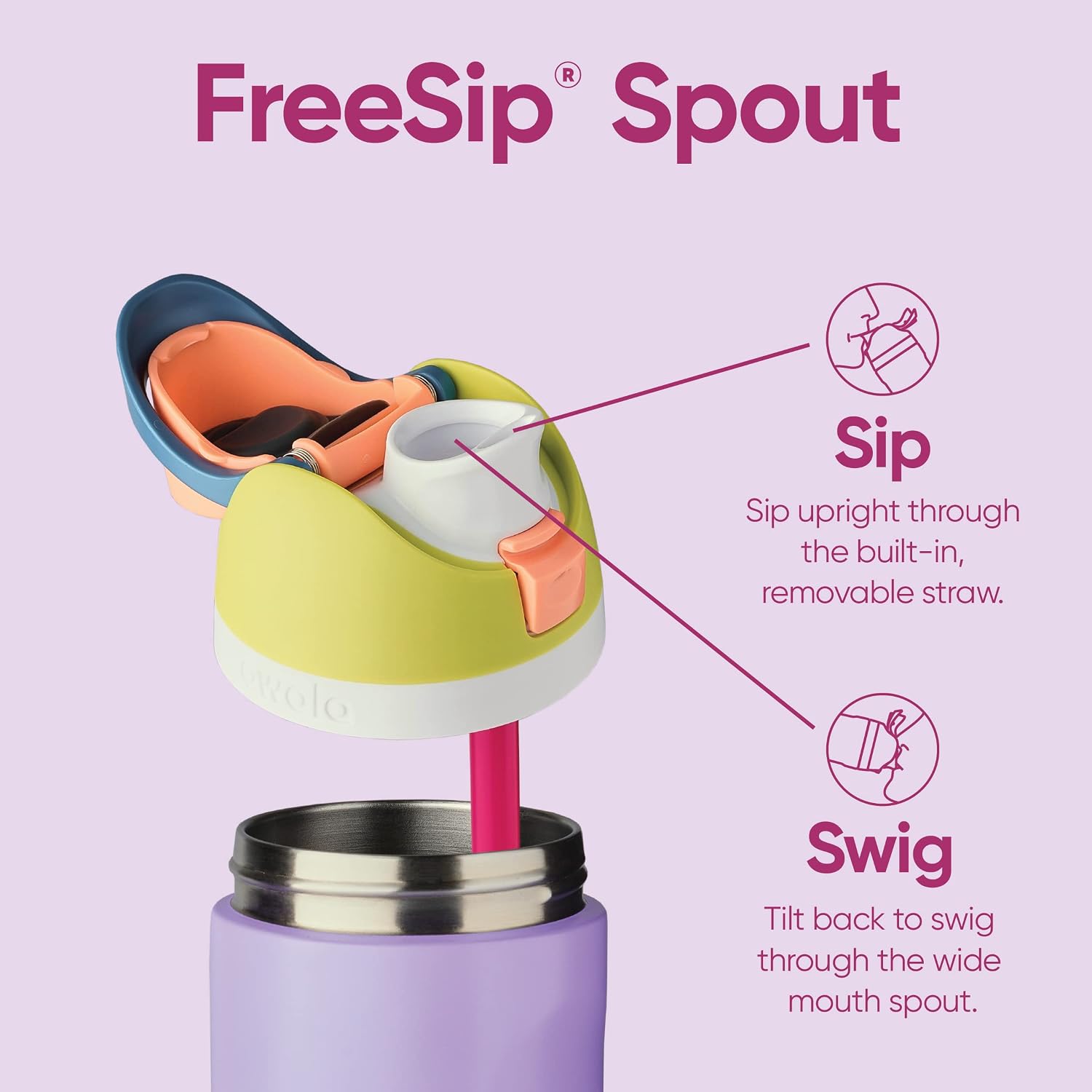 Owala FreeSip Isolierte Edelstahl-Trinkflaschen mit Strohhalm für Sport und Reisen, BPA-frei, 710 ml