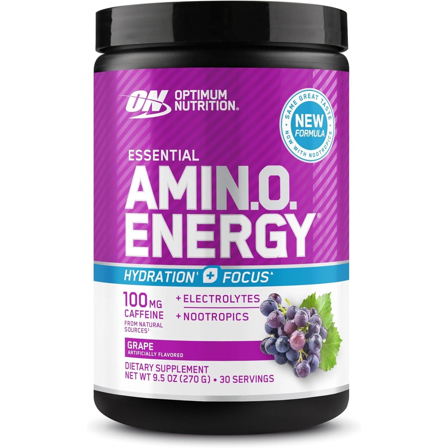Optimum Nutrition Amino Energy Powder Plus Focus, with BCAA, Electrolytes, and Caffeine, Juicy Strawberry, 30 Servings (Packaging May Vary)