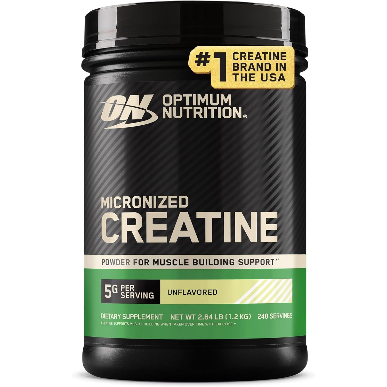 Optimum Nutrition Creatine, Micronized Creatine Monohydrate Powder, Supports Strength & Recovery, Banned Substance Tested, Unflavored, 5g per Serving, 60 Servings