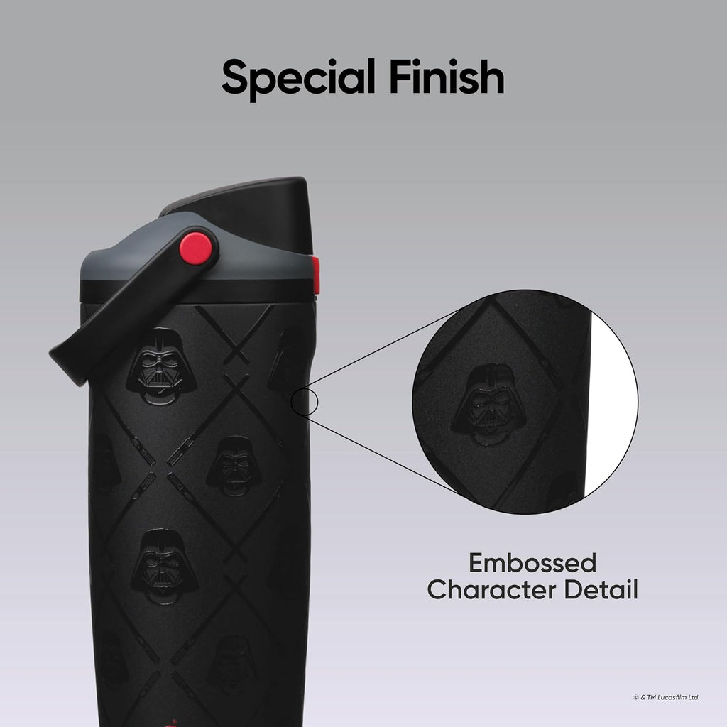 Owala Star Wars FreeSip Sway Isolierte Edelstahl-Trinkflasche mit Zwei-Wege-Ausguss, integriertem Strohhalm und Tragegriff, ideal für Reisen, Schule und Sport, 887 ml, BPA-frei, auslaufsicher, Darth Vader