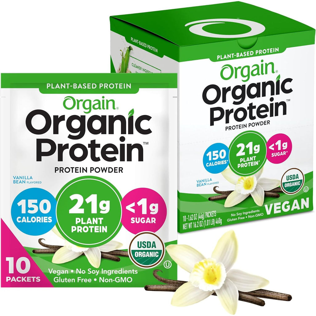 Orgain Organic Vegan Protein Powder, Creamy Chocolate Fudge - 21g Plant Protein, 6g Prebiotic Fiber, Low Net Carb, No Lactose Ingredients, No Added Sugar, Non-GMO, For Shakes & Smoothies, 2.03 lb