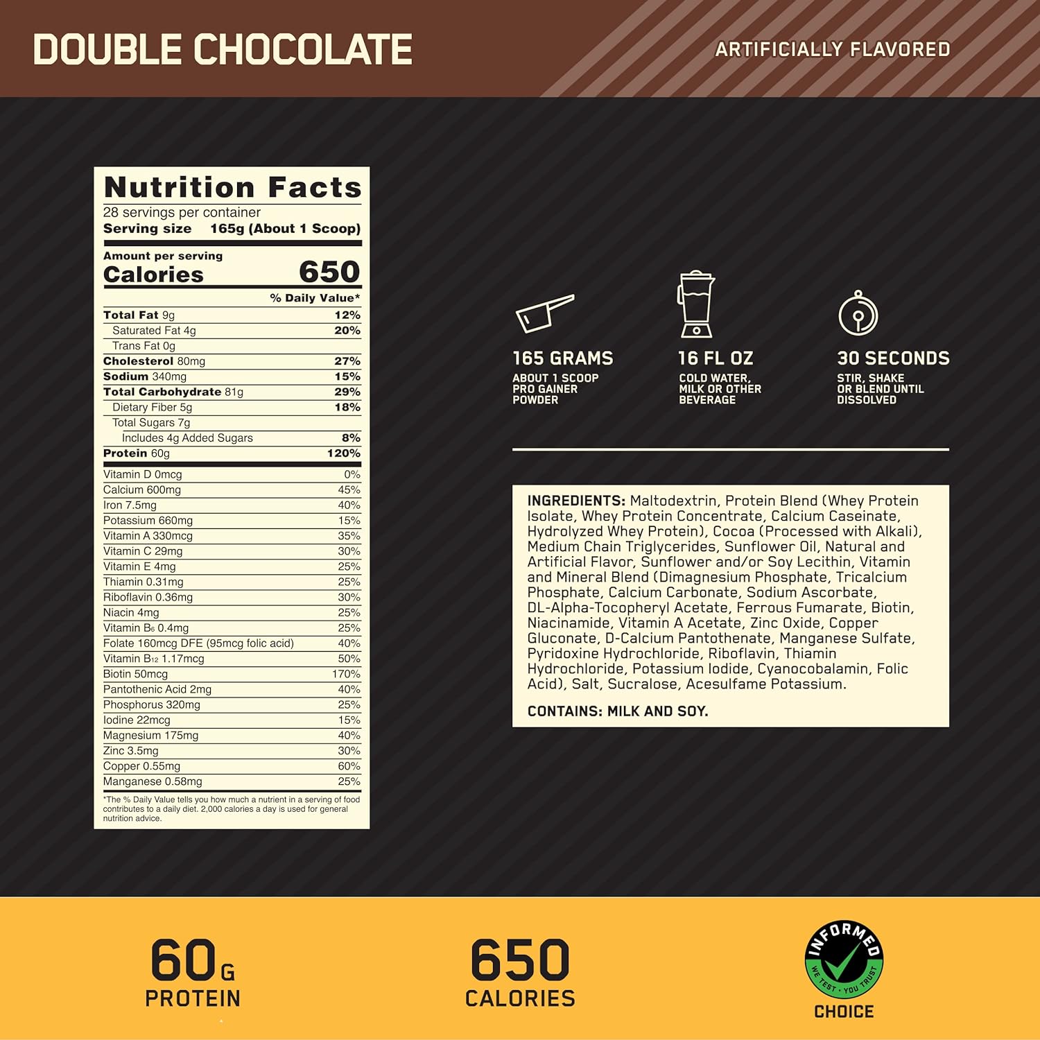 Optimum Nutrition Gold Standard Pro Gainer, Weight Gainer Protein Powder, Double Chocolate, 10.19 Pounds (Packaging May Vary) (Pack of 2)