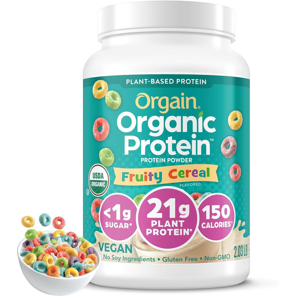 Orgain Organic Vegan Protein Powder, Creamy Chocolate Fudge - 21g Plant Protein, 6g Prebiotic Fiber, Low Net Carb, No Lactose Ingredients, No Added Sugar, Non-GMO, For Shakes & Smoothies, 2.03 lb