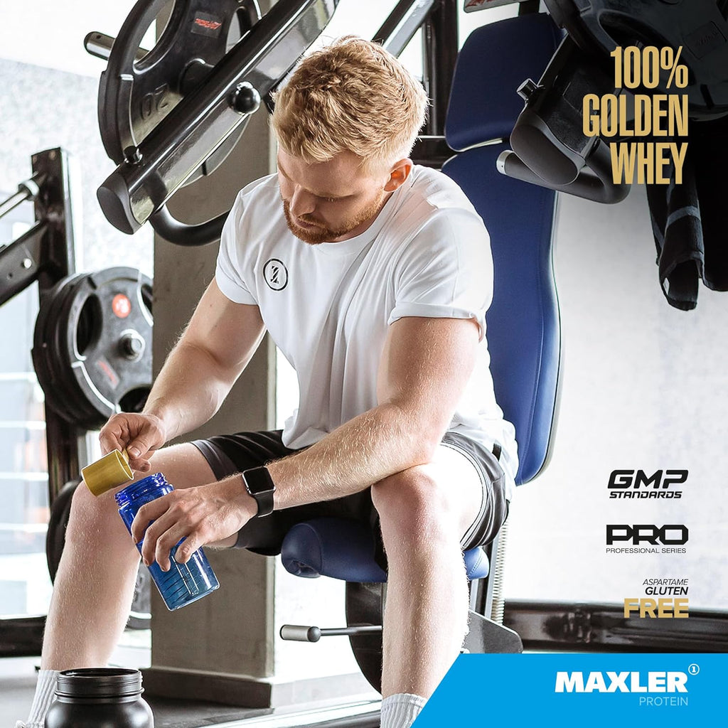 Maxler 100% Golden Whey Protein - 23g of Protein per Serving - Whey Protein Powder for Pre Post Workout - Fast-Absorbing Whey Concentrate, Isolate & Hydrolysate Blend - Cappuccino 5 lb