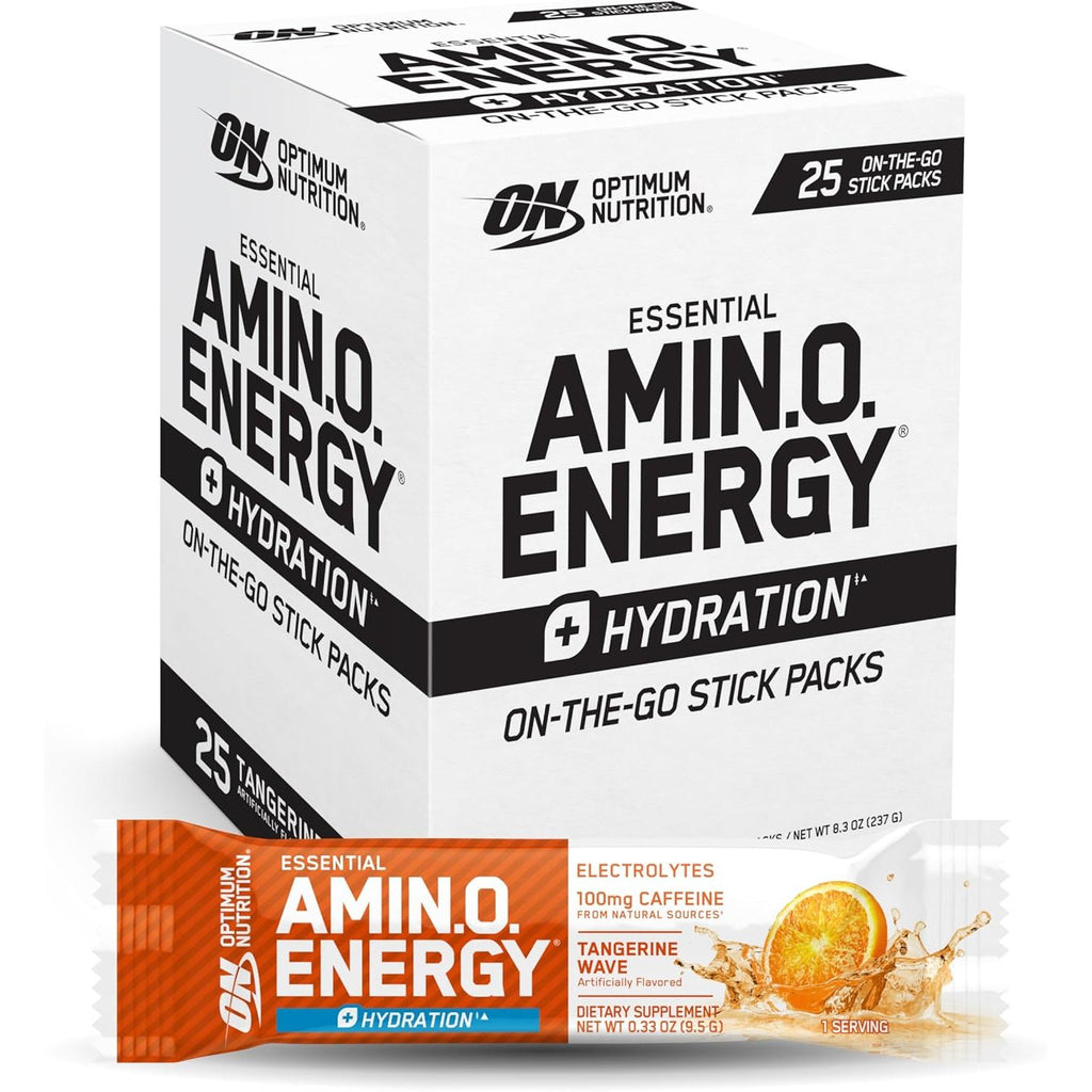 Optimum Nutrition Amino Energy Powder Plus Focus, with BCAA, Electrolytes, and Caffeine, Juicy Strawberry, 30 Servings (Packaging May Vary)