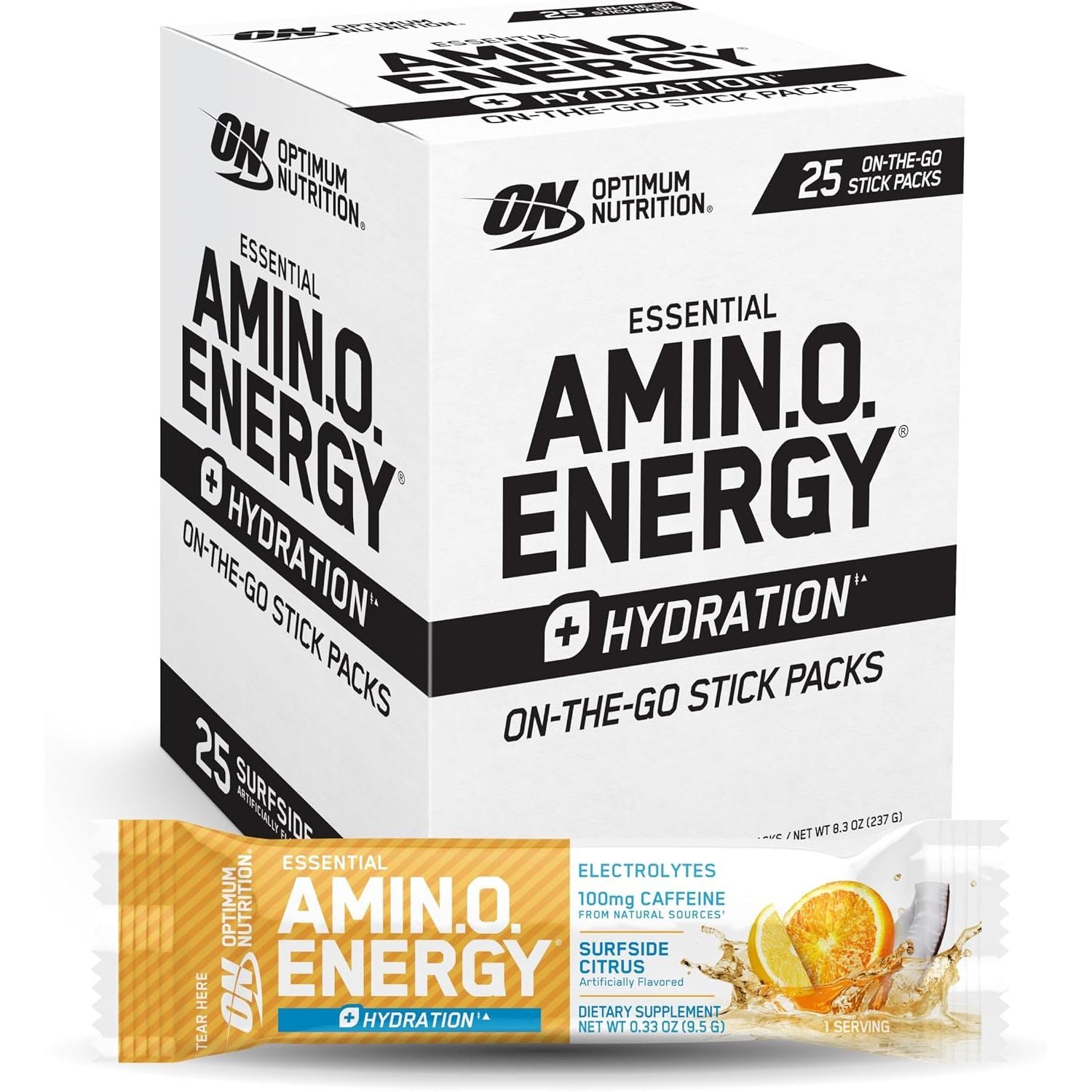 Optimum Nutrition Amino Energy Powder Plus Focus, with BCAA, Electrolytes, and Caffeine, Juicy Strawberry, 30 Servings (Packaging May Vary)