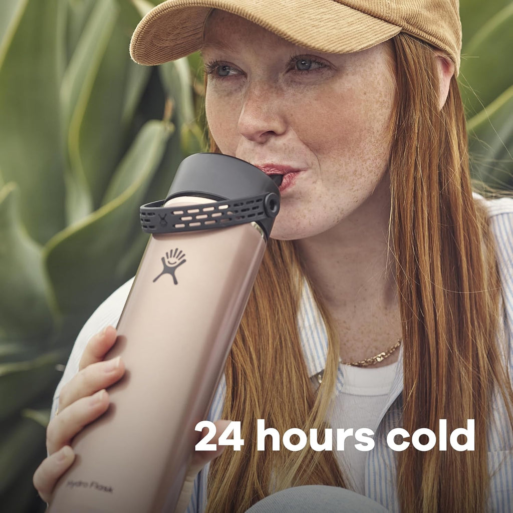 Hydro Flask 24 Oz Lightweight Wide Straw Lid - Isolierte Edelstahl-Wasserflasche - Wandern, Pendeln Granatrot