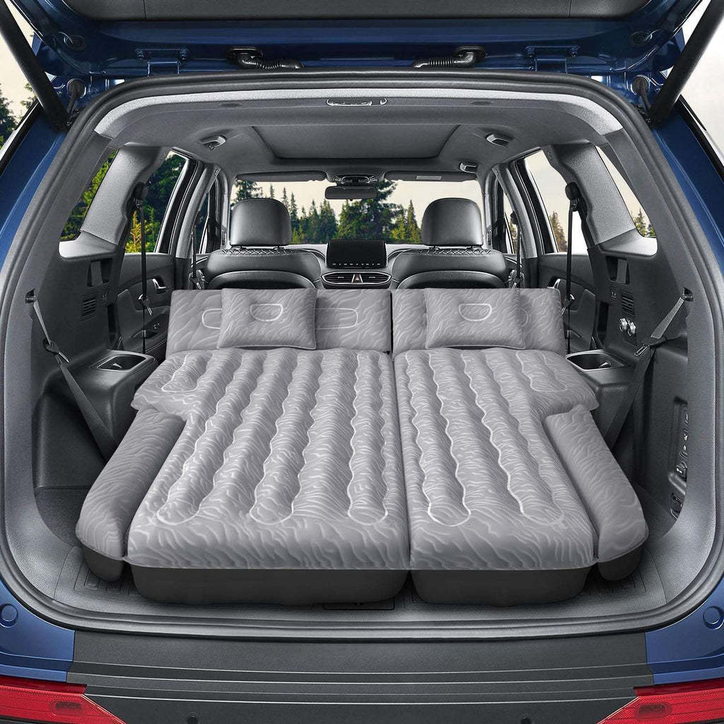 DikaSun Universal SUV Luftmatratze – Verbesserte Beflockung, extra dicke Oxford-Oberfläche, mit elektrischer Pumpe und 3 m Ladekabel (Grau)