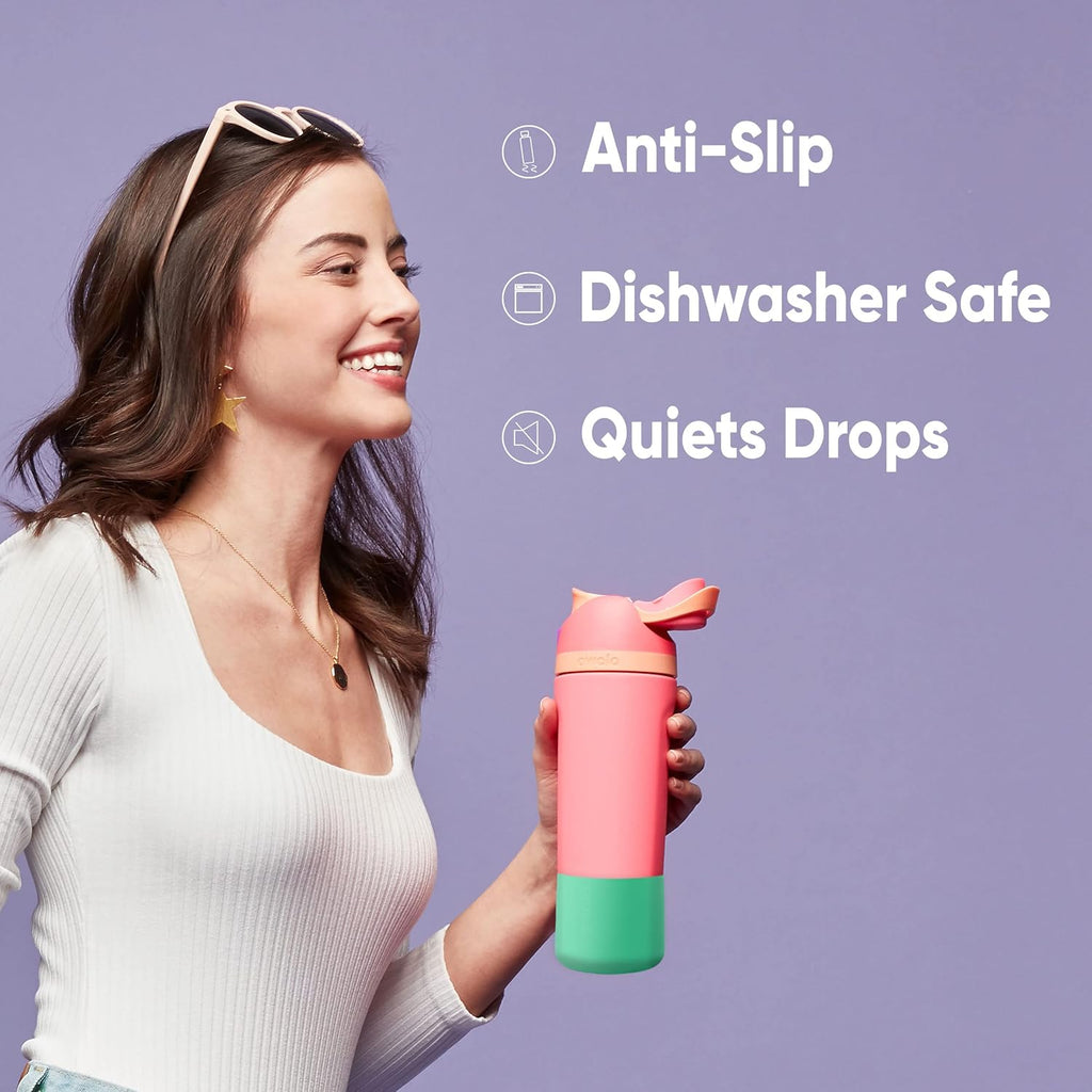 Owala Silikon-Schutzhülle für Trinkflaschen, Rutschfester Schutzmantel für Wasserflaschen, Schützt FreeSip, Twist und Flip Edelstahl-Trinkflaschen, 710 ml, Grau