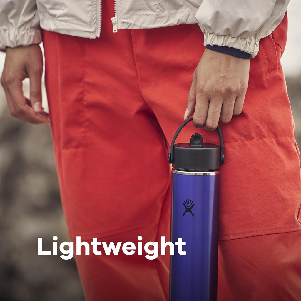 Hydro Flask 24 Oz Lightweight Wide Straw Lid - Isolierte Edelstahl-Wasserflasche - Wandern, Pendeln Granatrot