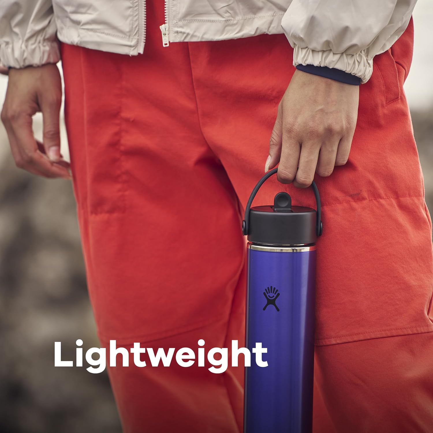 Hydro Flask 24 Oz Lightweight Wide Straw Lid - Isolierte Edelstahl-Wasserflasche - Wandern, Pendeln Granatrot