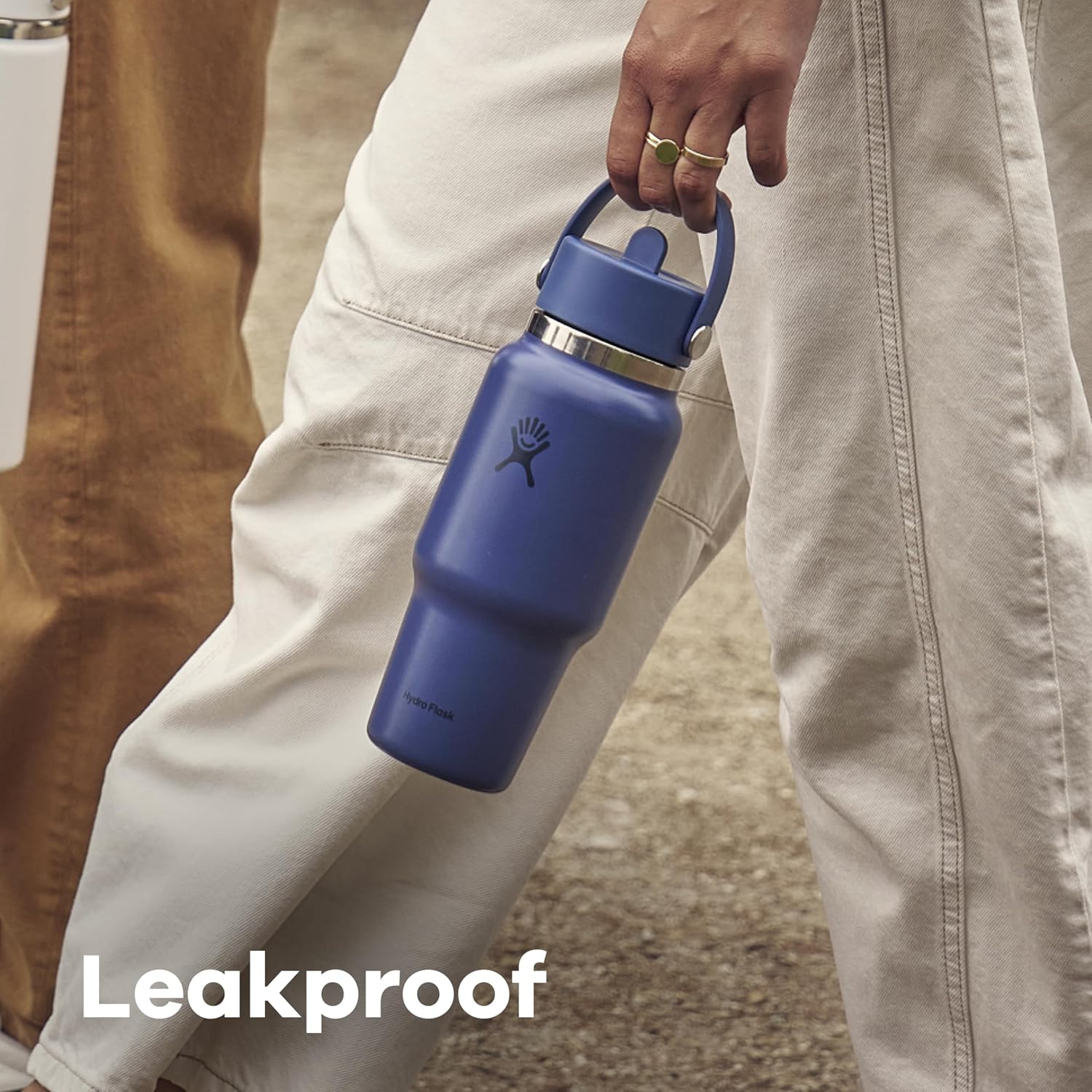Hydro Flask Reise-Trinkflasche - Isolierter Edelstahl - Breiter Strohhalmdeckel, auslaufsicher, tropffrei in 32 Oz Tonal White