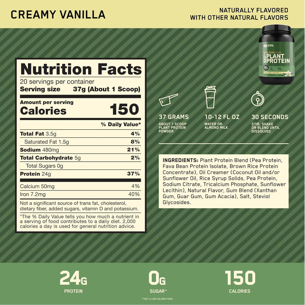 Optimum Nutrition Gold Standard 100% Plant Based Protein Powder, Creamy Vanilla, 20 Servings + Healthy Delights Nature Fuel Power Beets Powder, Acai Berry Pomegranate, 30 Servings (Packaging May Vary)