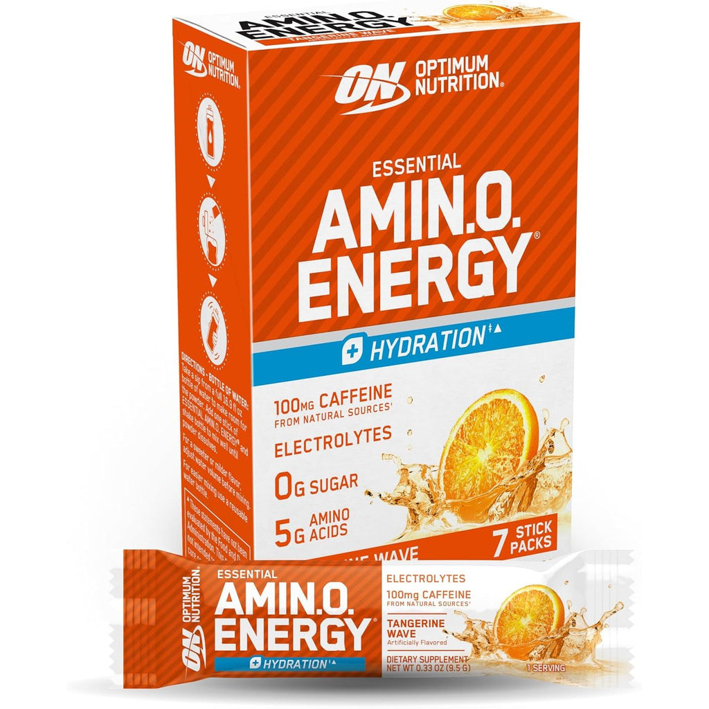 Optimum Nutrition Amino Energy Powder Plus Focus, with BCAA, Electrolytes, and Caffeine, Juicy Strawberry, 30 Servings (Packaging May Vary)