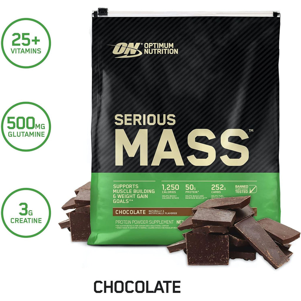 Optimum Nutrition Serious Mass Weight Gainer Protein Powder & Gold Standard 100% Whey Protein Powder, Double Rich Chocolate, 5 Pound (Packaging May Vary)