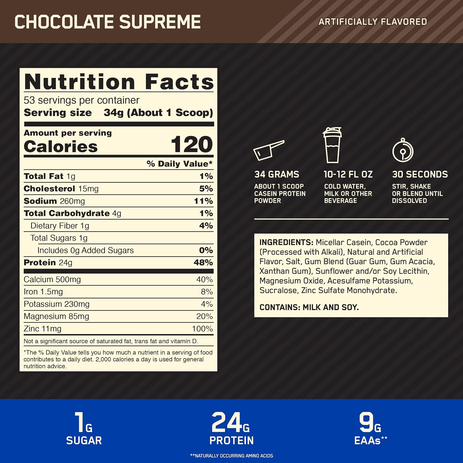 Optimum Nutrition Gold Standard 100% Micellar Casein Protein Powder & Gold Standard 100% Whey Protein Powder, Extreme Milk Chocolate, 5 Pound (Packaging May Vary)