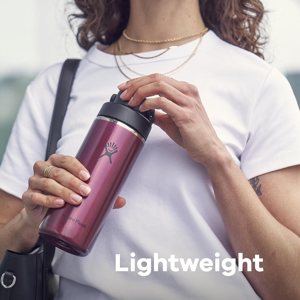 Hydro Flask Lightweight Wide Flex Chug Cap - Isolierte Edelstahl-Wasserflasche 16 Oz Obsidian