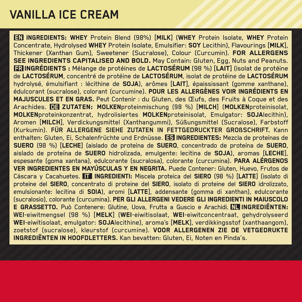 Optimum Nutrition Gold Standard 100% Whey Protein Powder, Vanilla Ice Cream, 2 Pound (Packaging May Vary) (Pack of 6)
